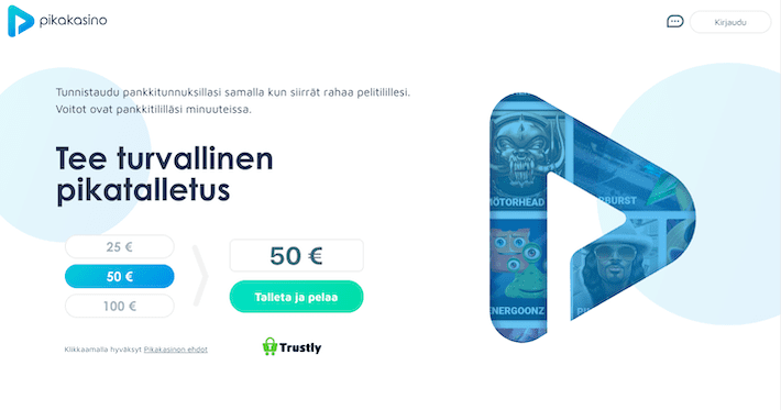 Rekisteröitymisvapaalla Pikakasinolla pääset aloittamaan suoraan talletuksen tekemisestä.