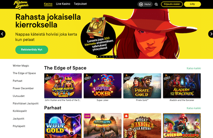 Uusi pelaaja saa ensitalletuksen päälle kierrätysvapaita ilmaiskierroksia.