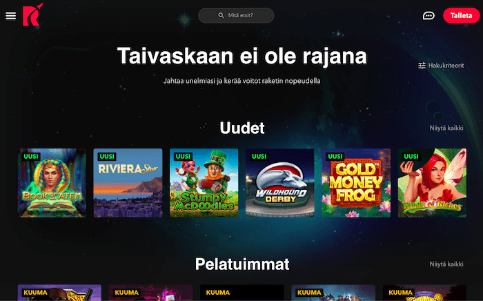 Suurin osa peleistä on kolikkopelejä, mutta lisäksi valikoimasta löytyy klassisia kasinopelejä sekä live-ka...