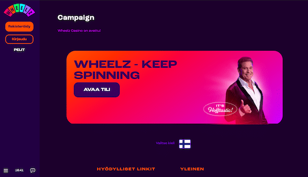 Wheelz: tervetuliaistarjous kasinon omalla sivulla
